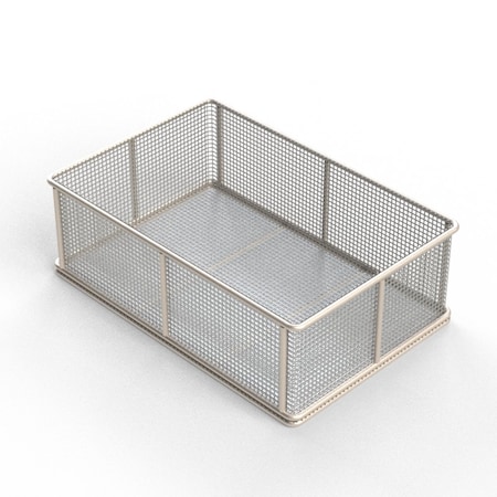 Anysizebasket Rectangular Wire Mesh Basket: 18Lx12Wx6H, 304 SS, 5/16 Rod Frame, No Handles, Mesh: 2 x .063 TMT-180120060-N02S